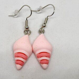 Conch Shell Pink Ocean Vacation Vibes Resin Hook Dangle Earrings